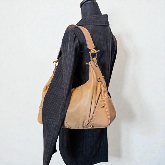 Vintage Gucci Tan Leather Hobo Shoulder Bag Gold Hardware Made in Italy - Picture 3 of 15